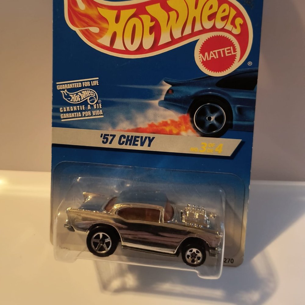 D9 hot wheels 55 chev chrome with shipping protecter